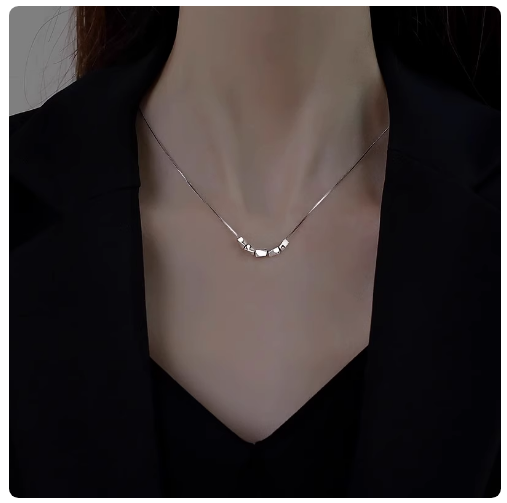 S999纯银碎银几两项链轻奢小众高级感毛衣链生日情人节礼物送女友