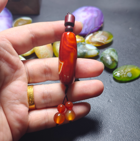 天然花眼玛瑙天珠吊坠尺寸39/14重19克